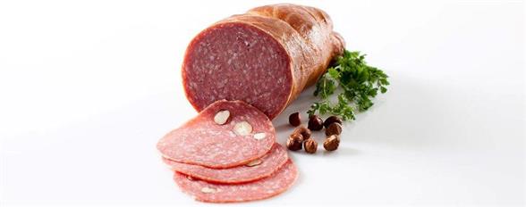 Spegepølse med hasselnødder - 300g.